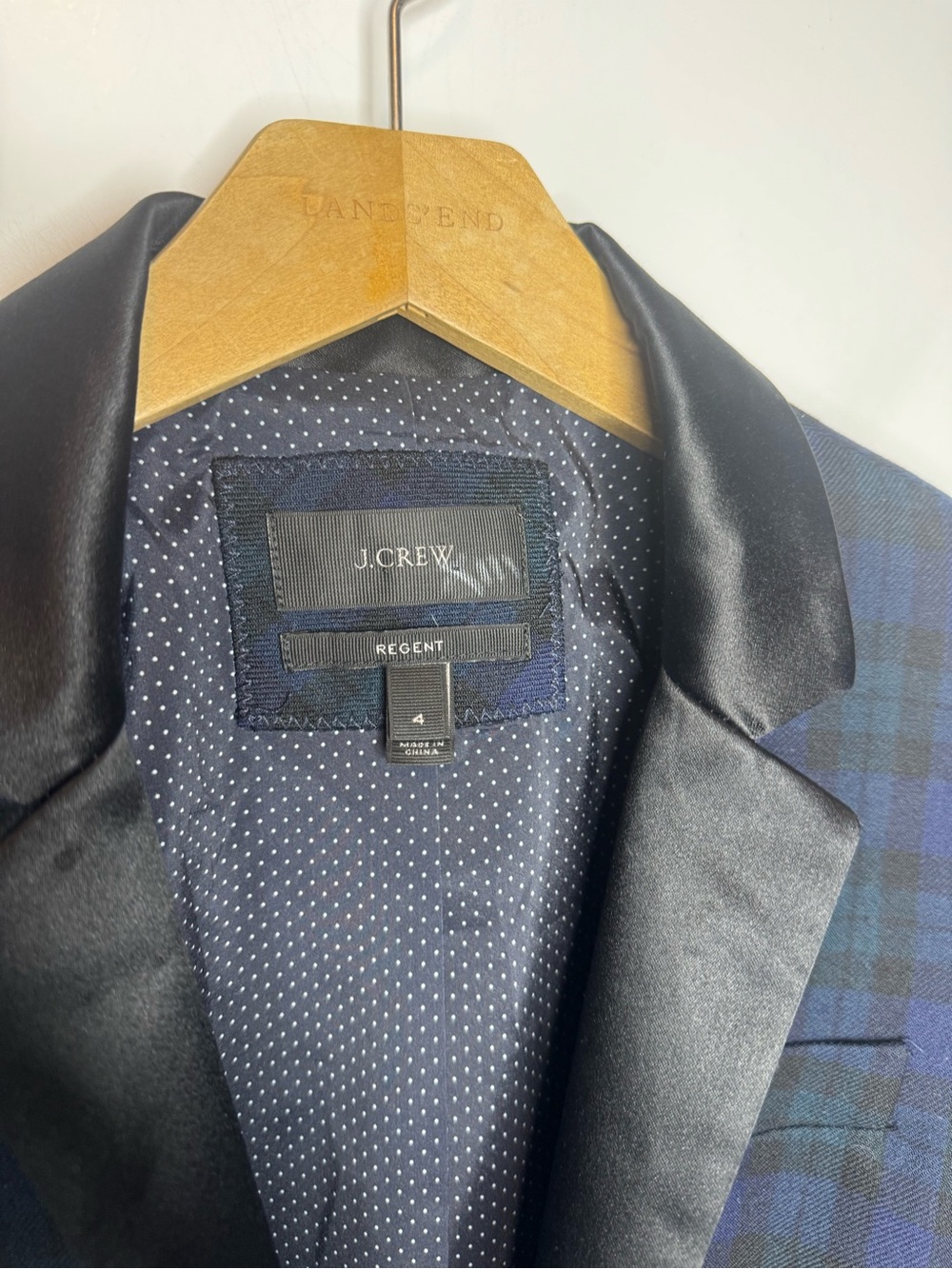 Jcrew Regent 100% Wool Blazer Jacket Plaid Print Black Size 4 - Picture 3 of 6